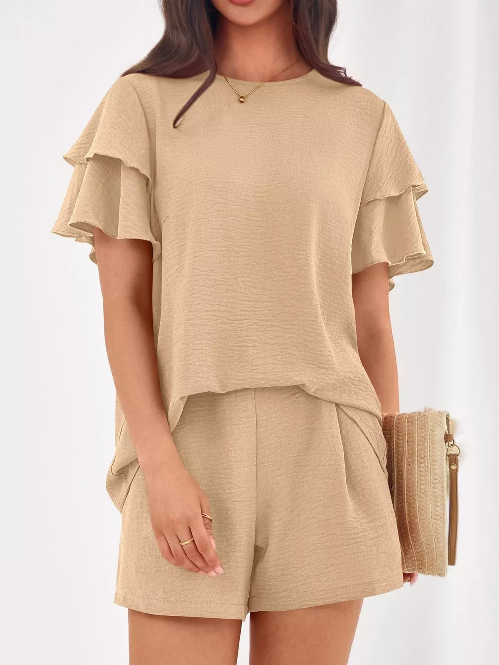 Ruffle Sleeve Top and Shorts Two-Piece Set, image 18