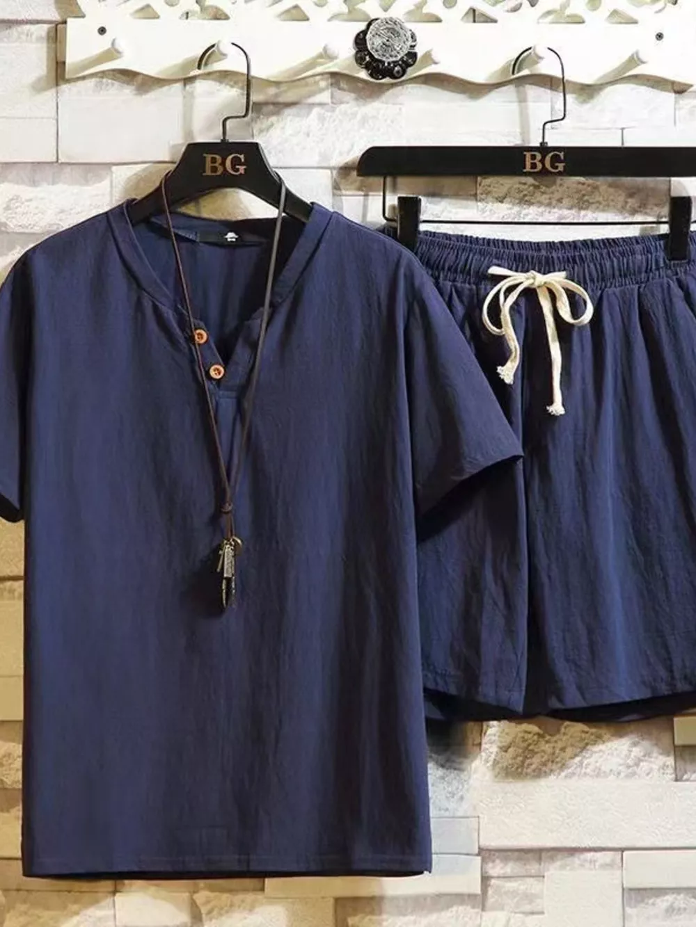 Men's Plus Size Short Sleeve Top and Shorts Set, image 9