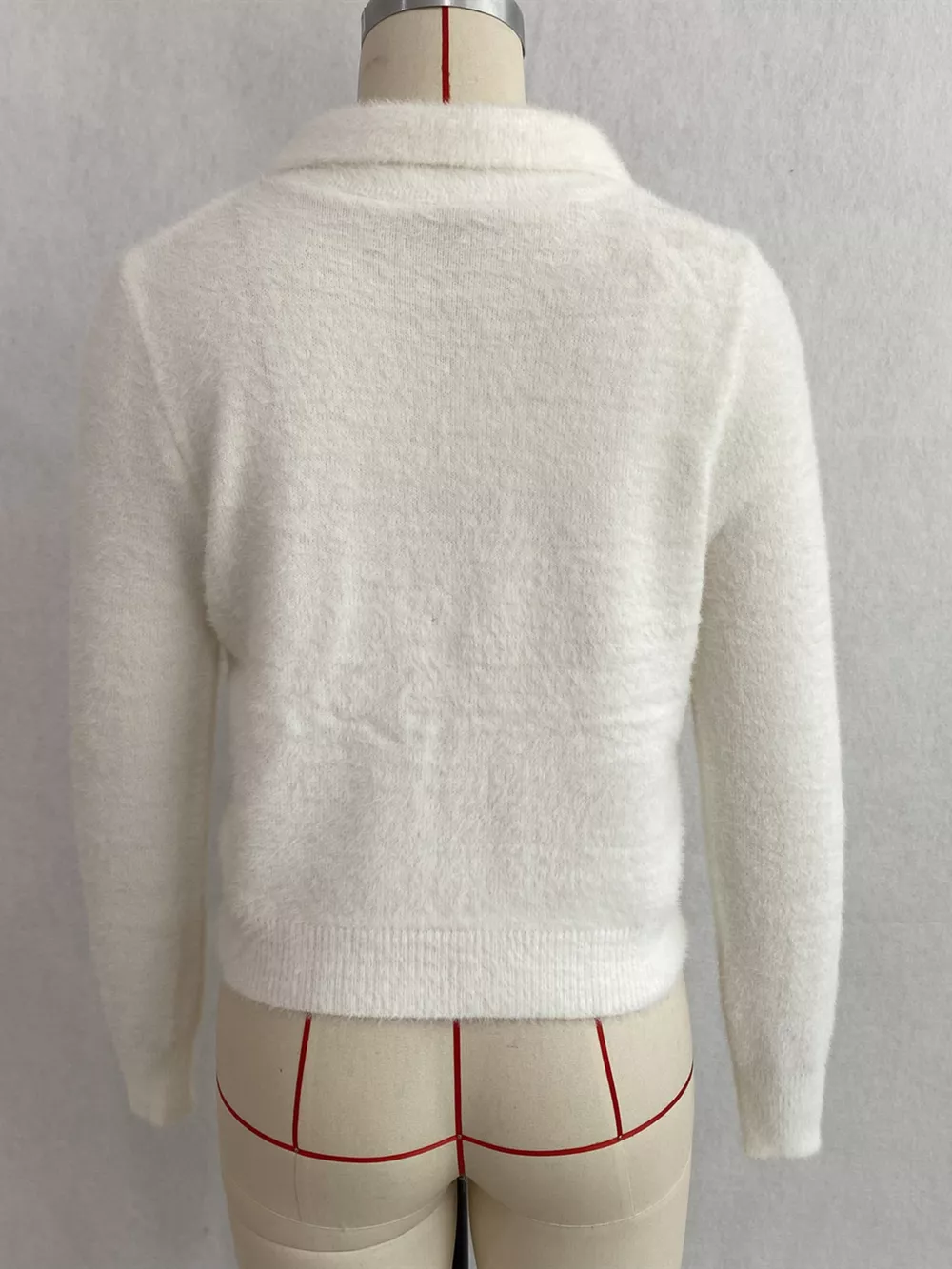 Fuzzy Letter Zip-Up Cardigan, image 6
