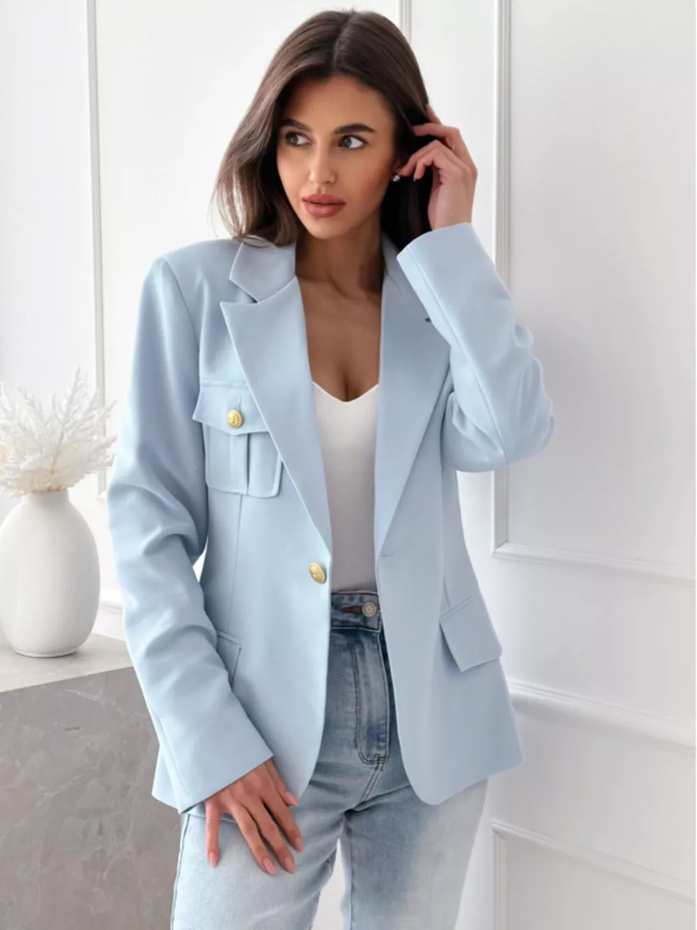 Lapel Collar One Button Blazer, image 8