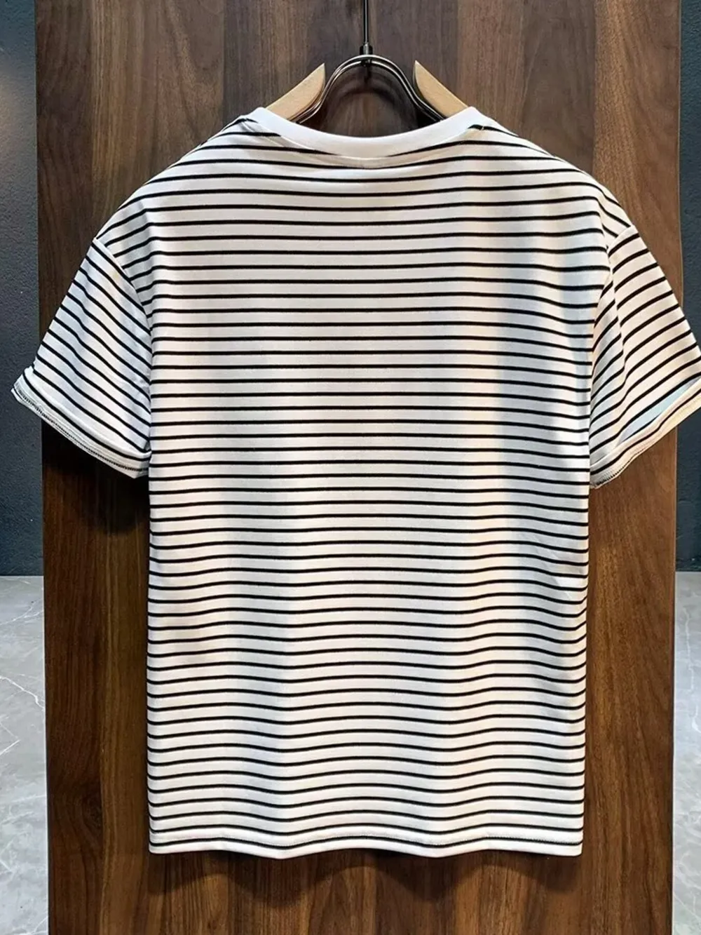 Men's Full Size Round Neck Contrast Striped T-Shirt Plus Size, image 3