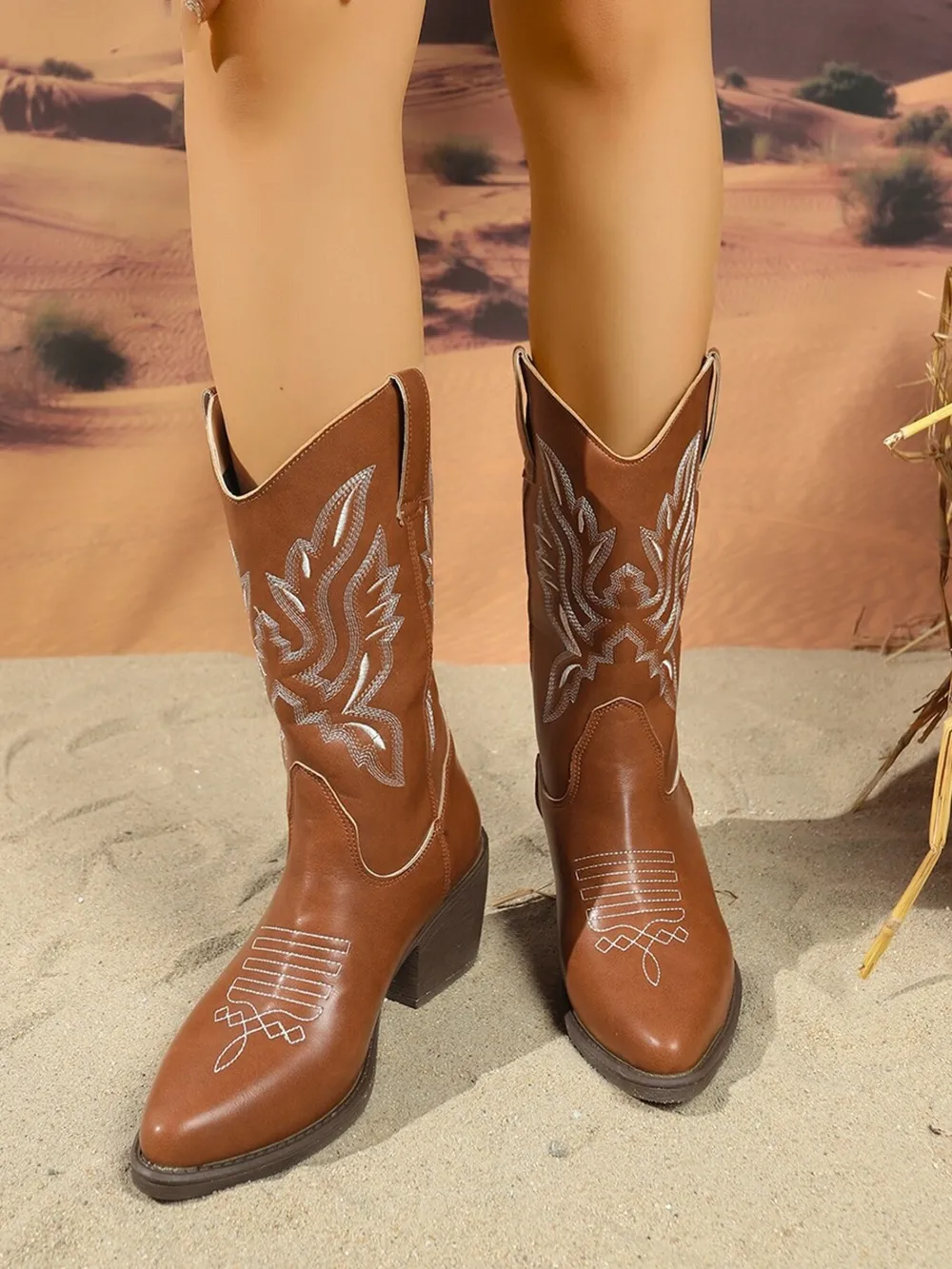 Point Toe Block Heel Boots, image 6