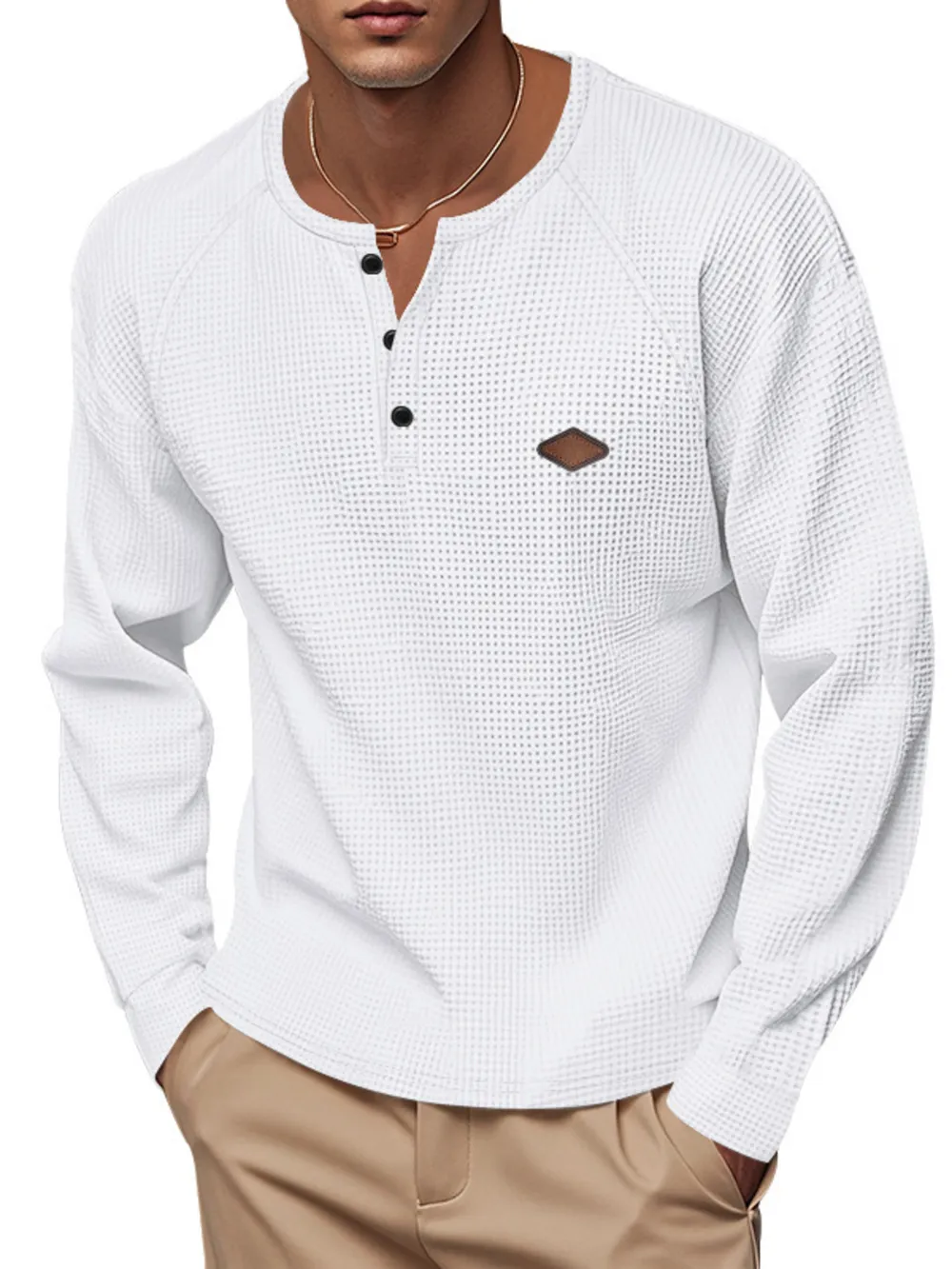 Men's Full Size Button Detail Long Sleeve T-Shirt Plus Size, image 9