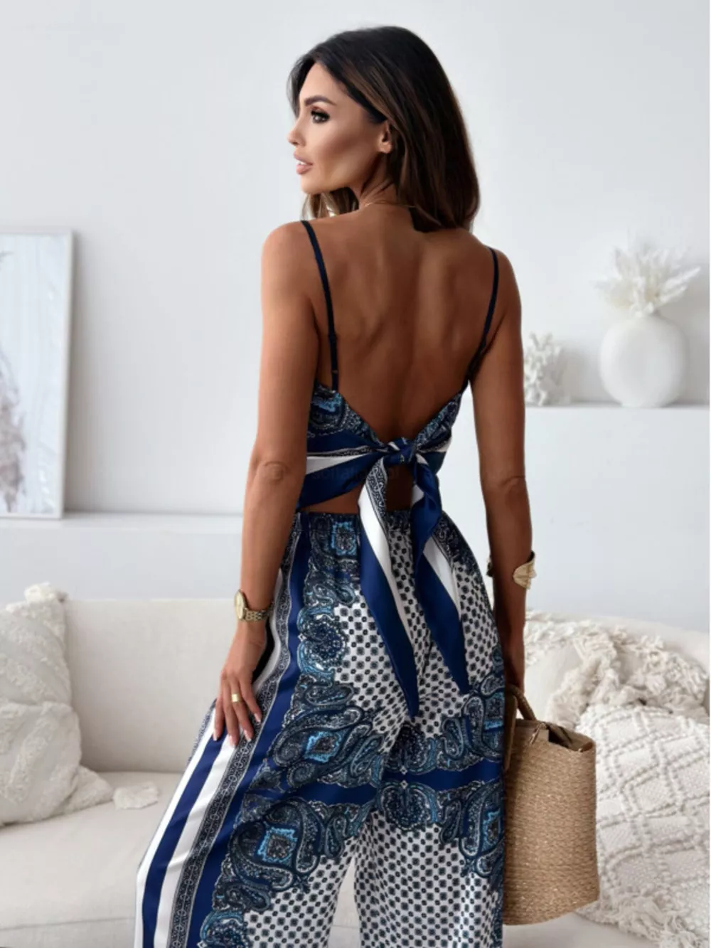 Printed Cami and Wide Leg Pants Set, image 2