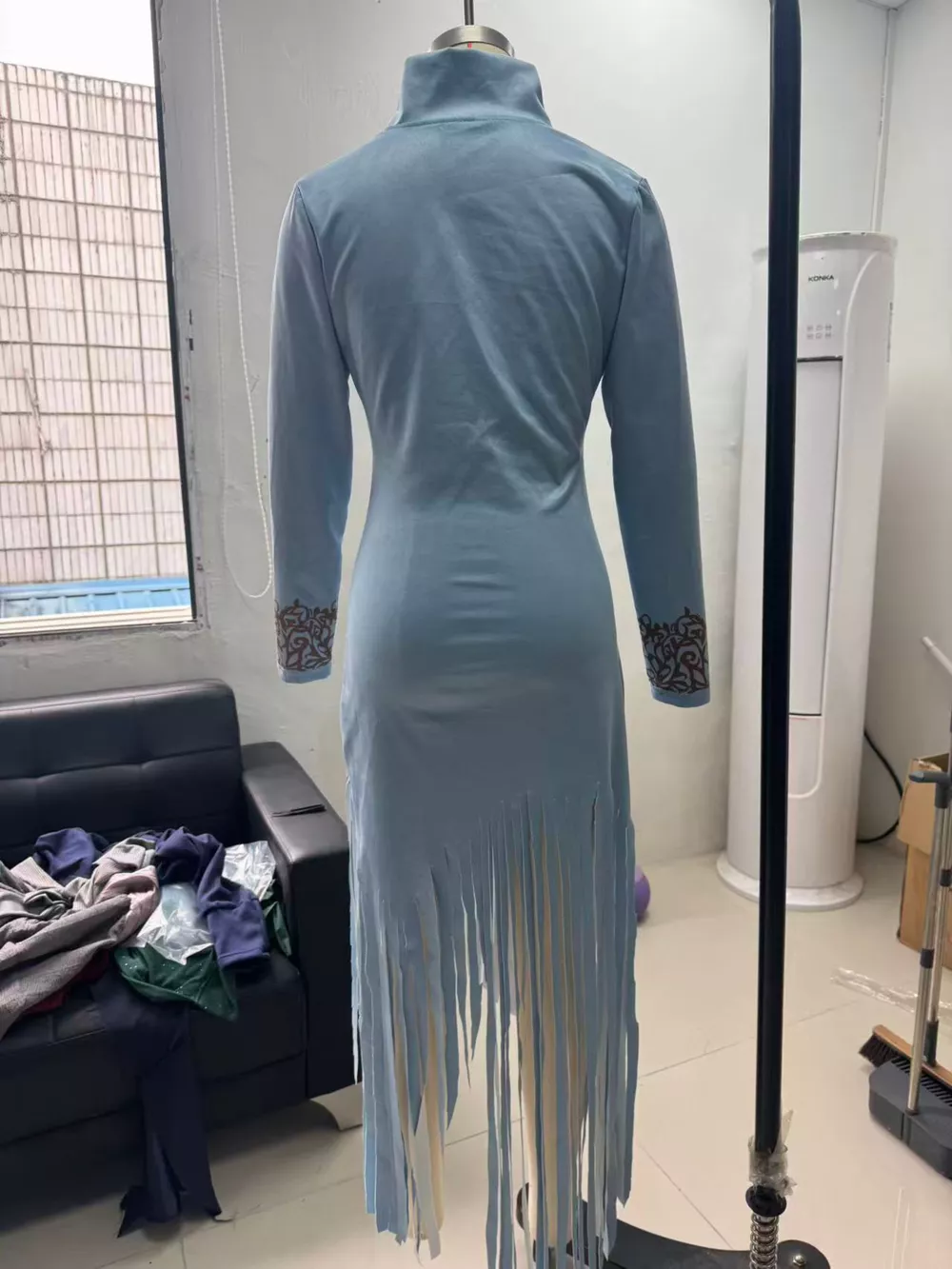 Full Size Embroidered Fringed Zip Front Maxi Dress Plus Size, image 5
