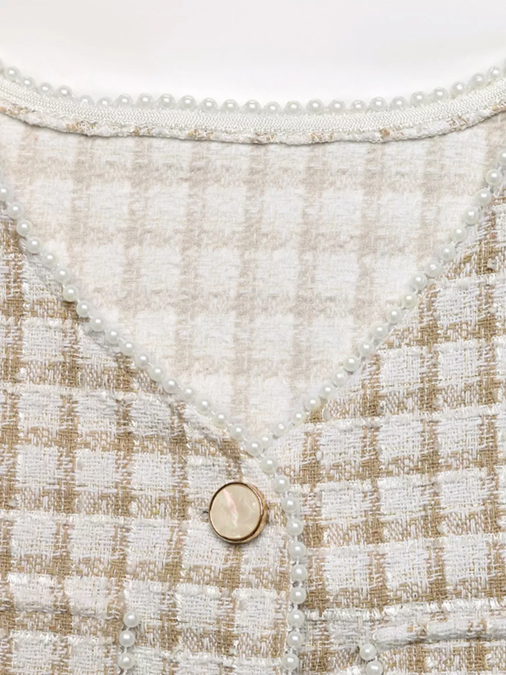 Pearl Trim Button Up Tweed Outerwear, image 12