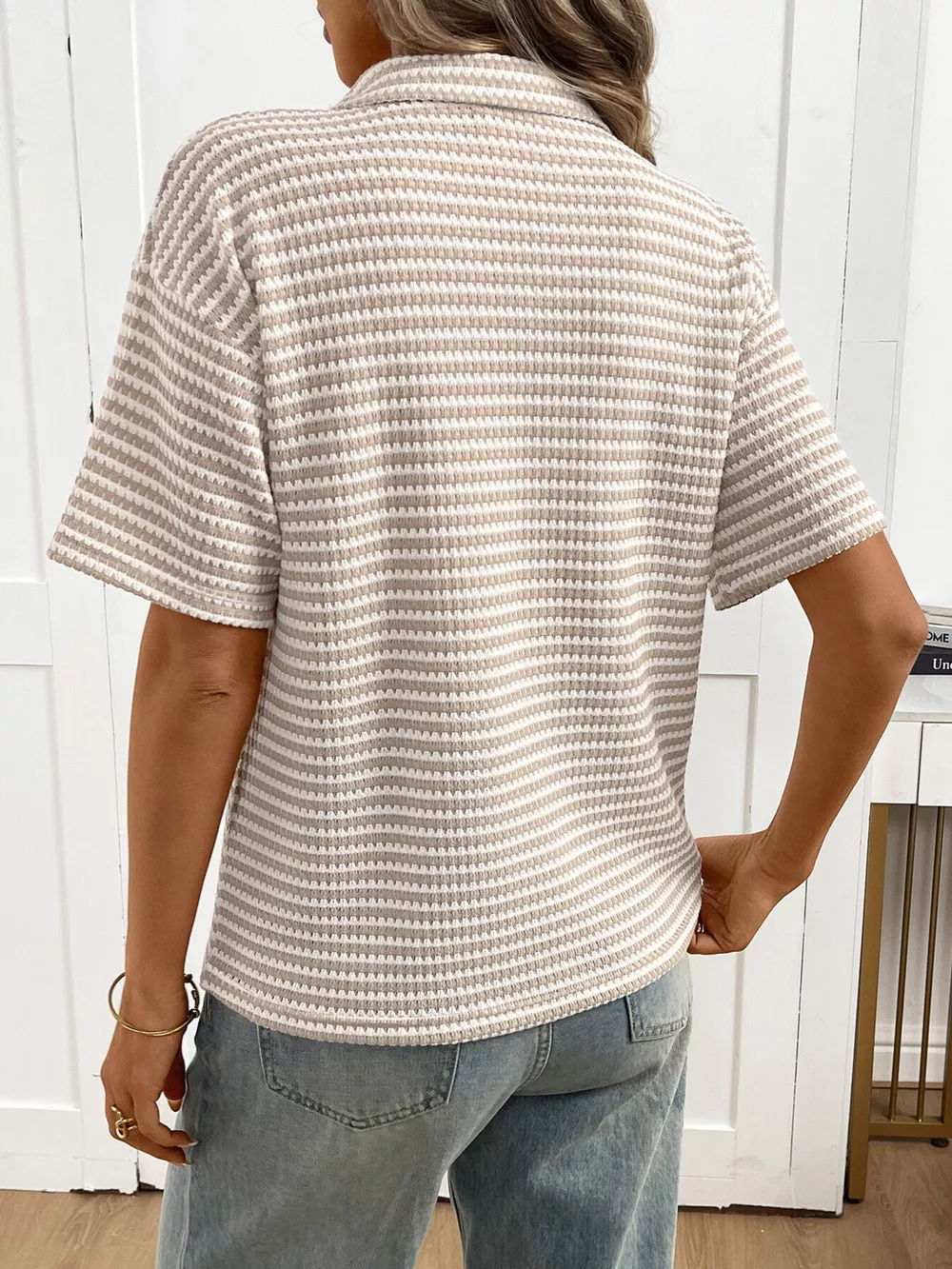 Striped Knit Short Sleeve Top, image 13