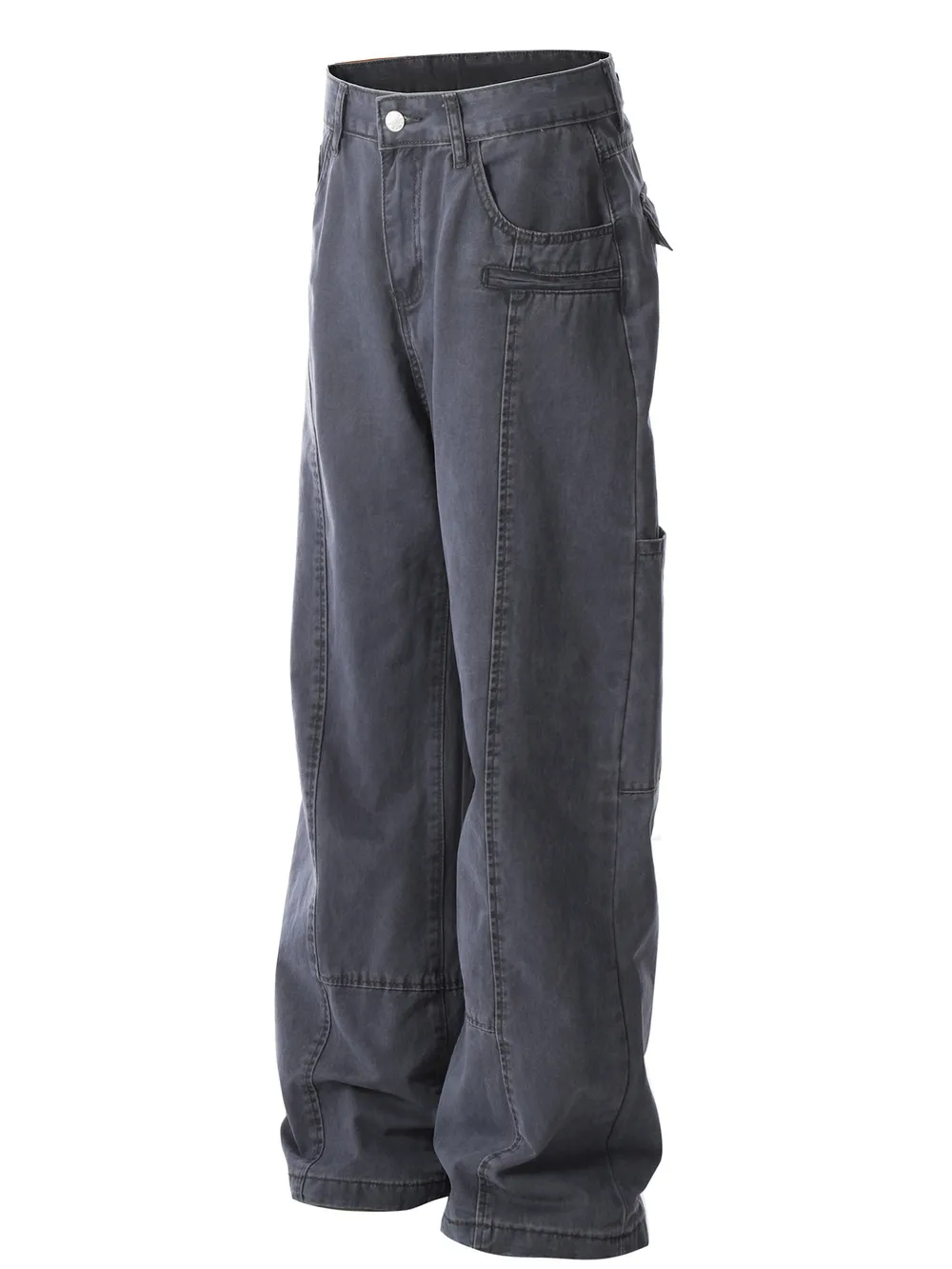 Men's Wide Leg Cargo Pants with Stitching Detail, image 3