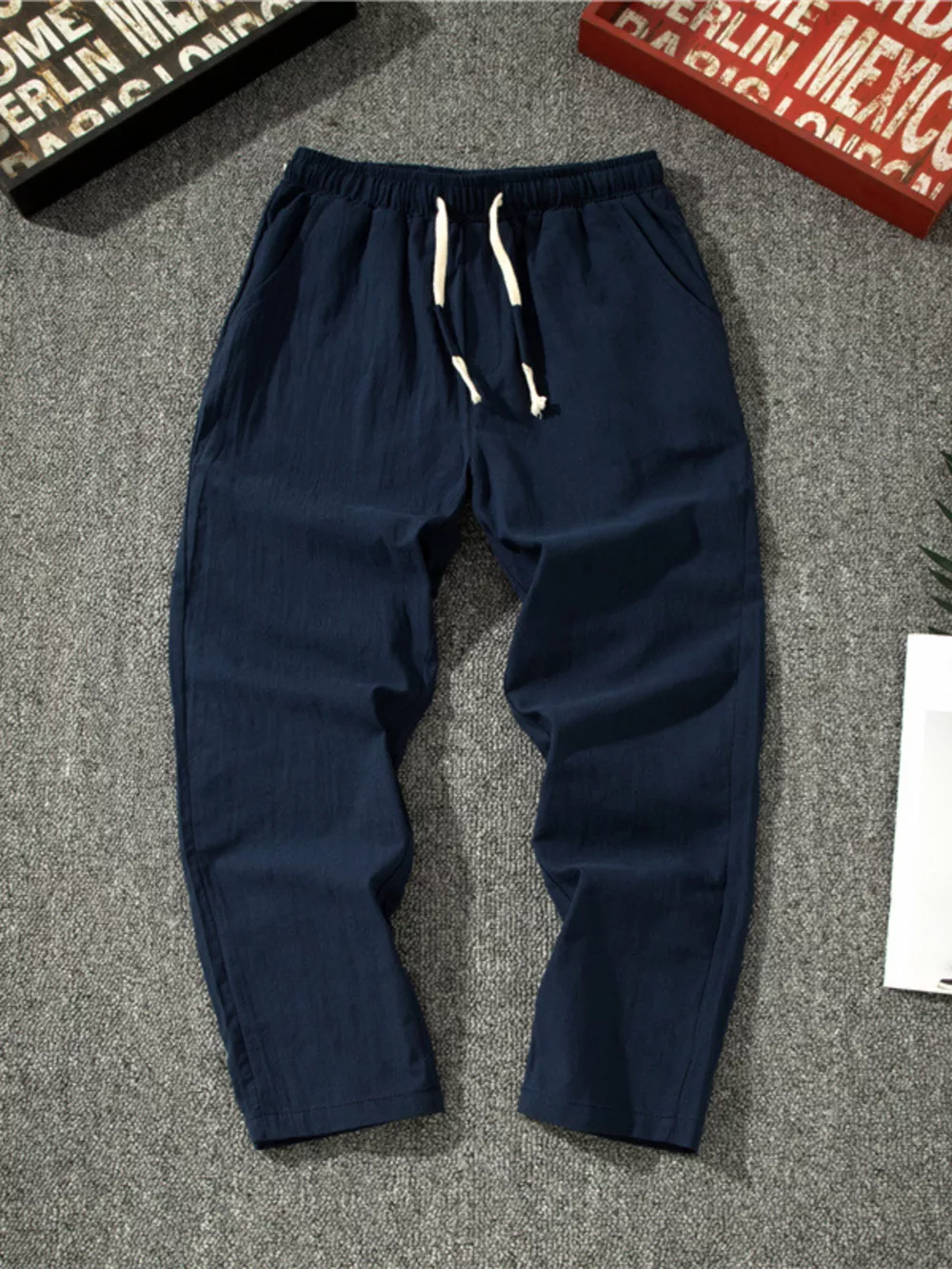 Men's Plus Size Drawstring Loose Fit Pants, image 7