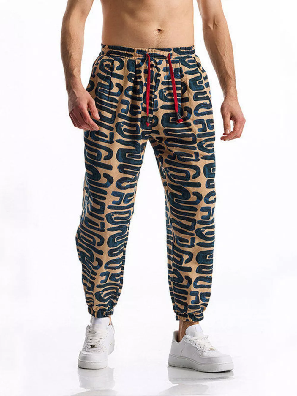 Men's Full Size Printed Drawstring Casual Pants Plus Size, image 8