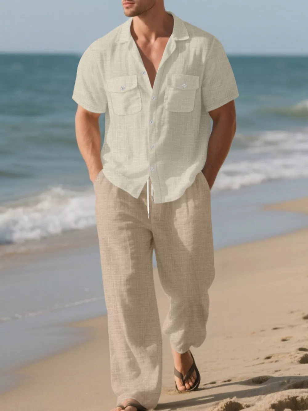 Men's Full Size Casual Button Up Shirt and Pants Set Plus Size, image 2