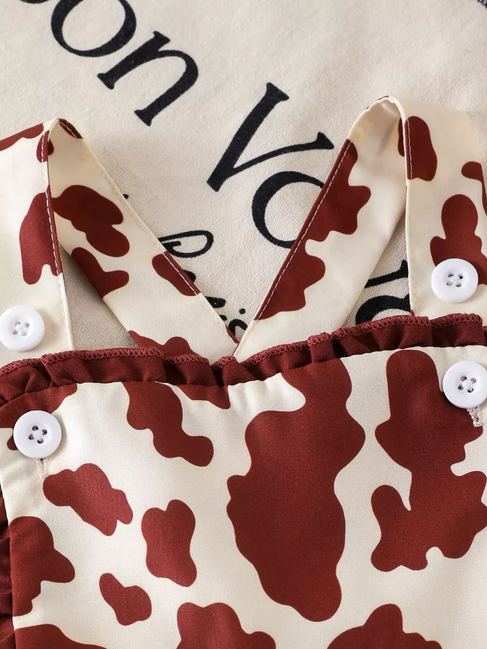 Children's Cow Print Ruffle Jumpsuit, image 8