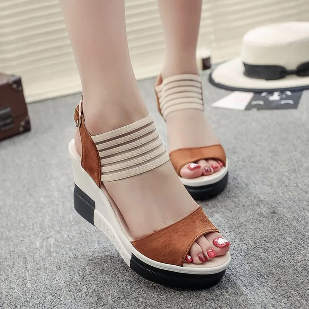 Contrast Platform Wedge Sandals, image 6