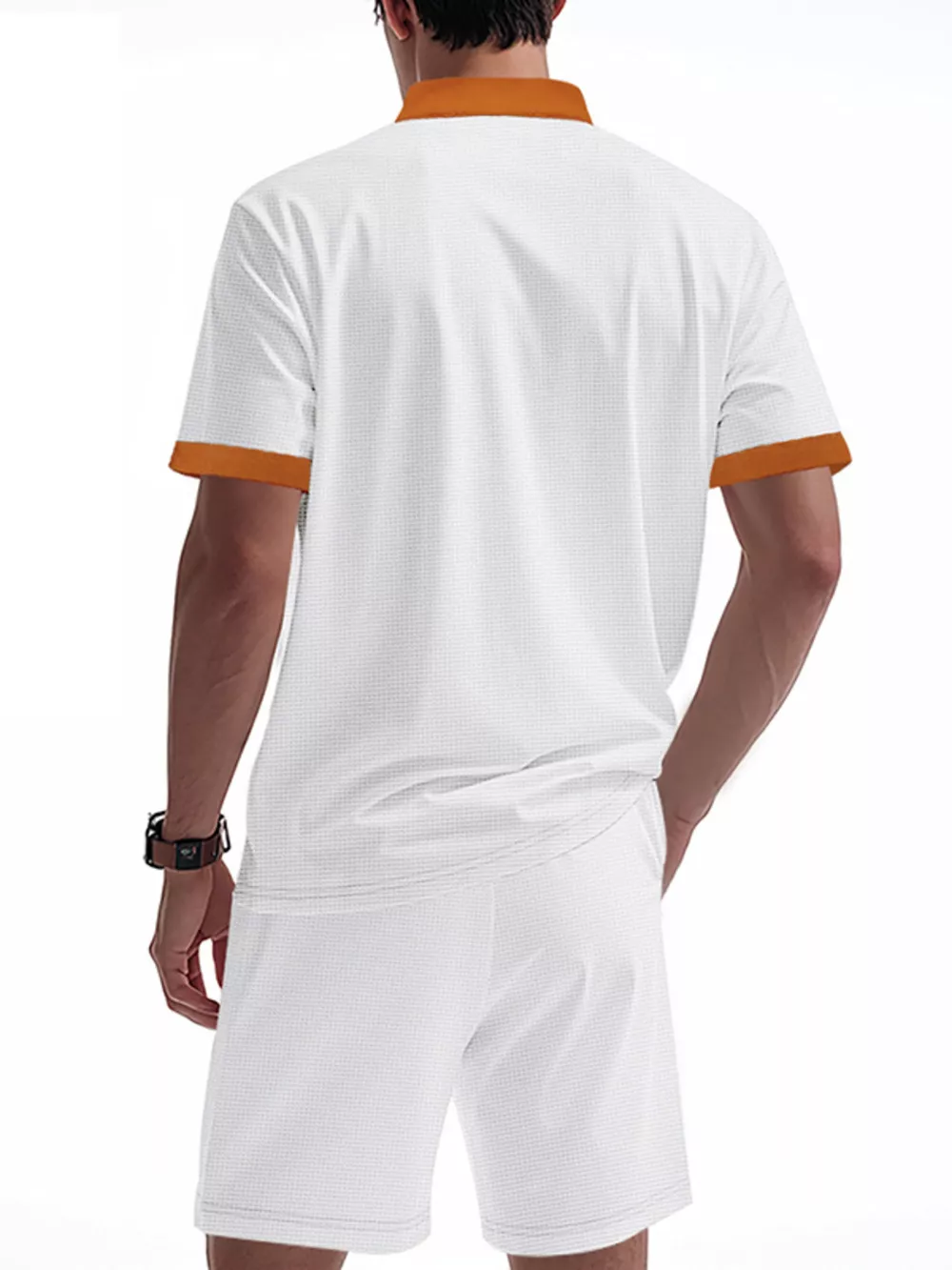 Men's Full Size Lace-Up Collar Casual Top and Shorts Set Plus Size, image 10