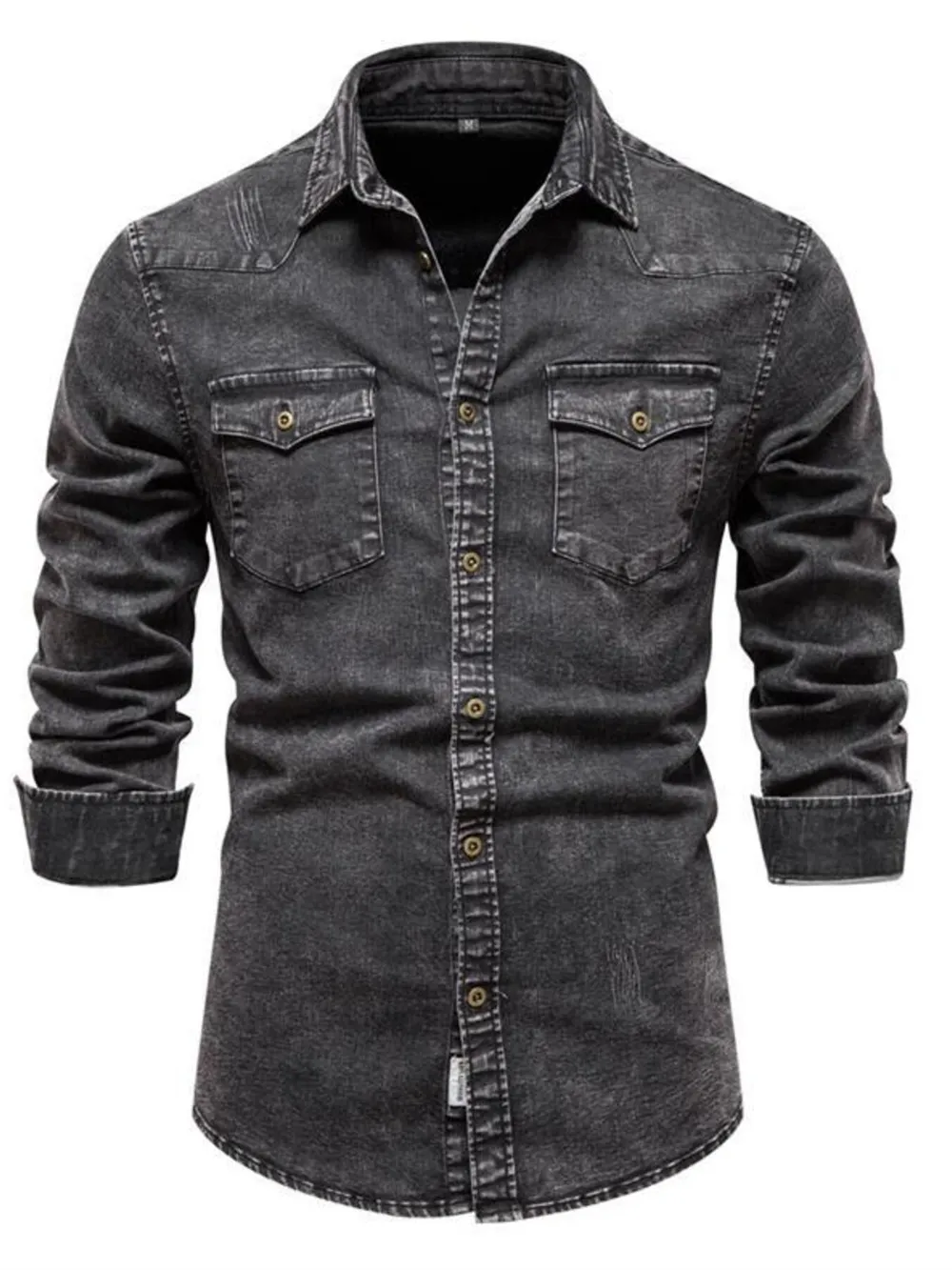 Men's Button Up Long Sleeve Denim Shirt