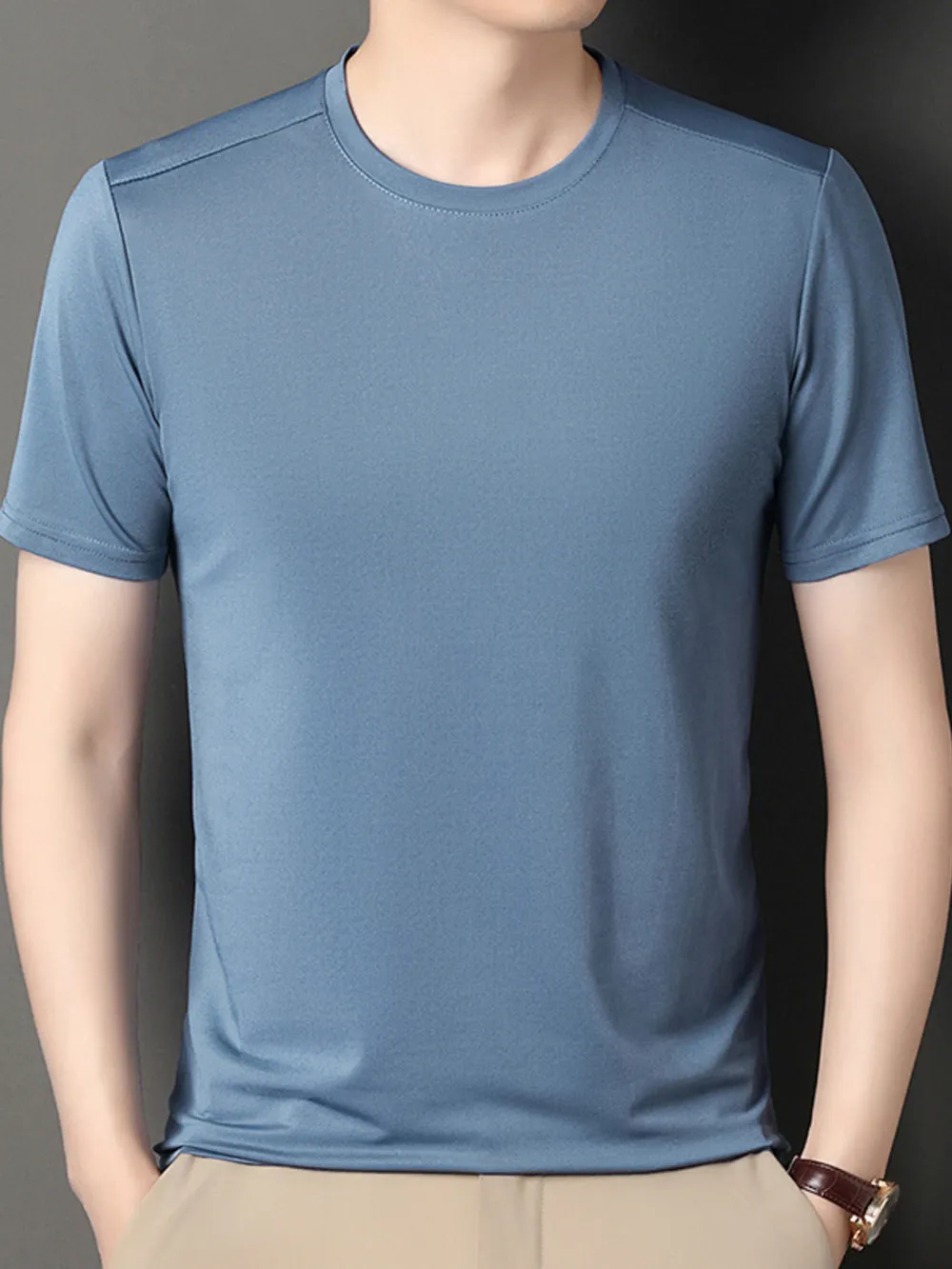 Men's Plus Size Round Neck Short Sleeve T-Shirt, image 3