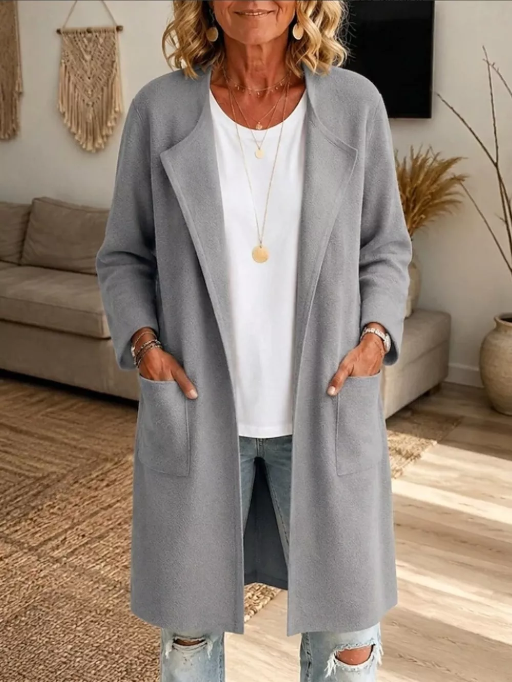 Full Size Open-Front Longline Knit Outerwear Plus Size, image 7