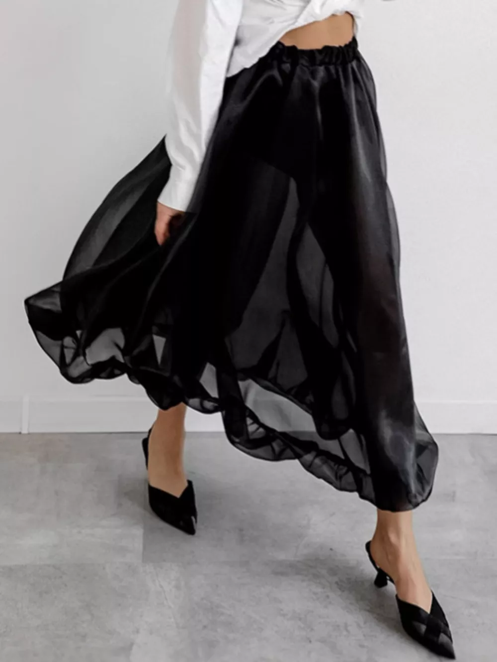Elastic Waist Flowy Skirt, image 7