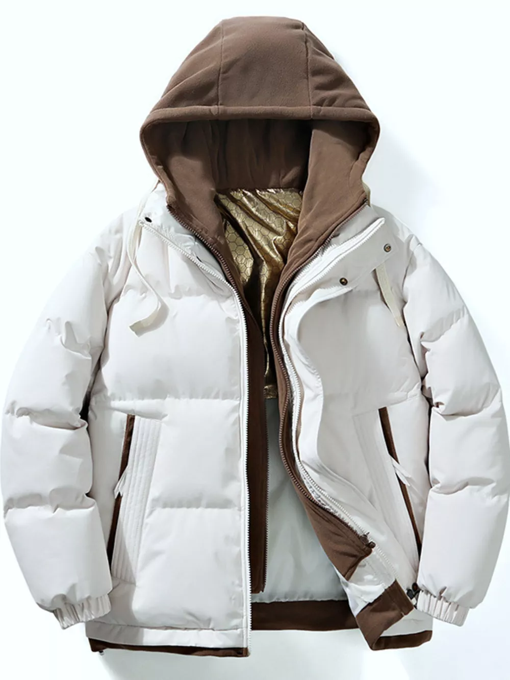 Men's Full Size Two-Tone Hooded Puffer Jacket Plus Size, image 6