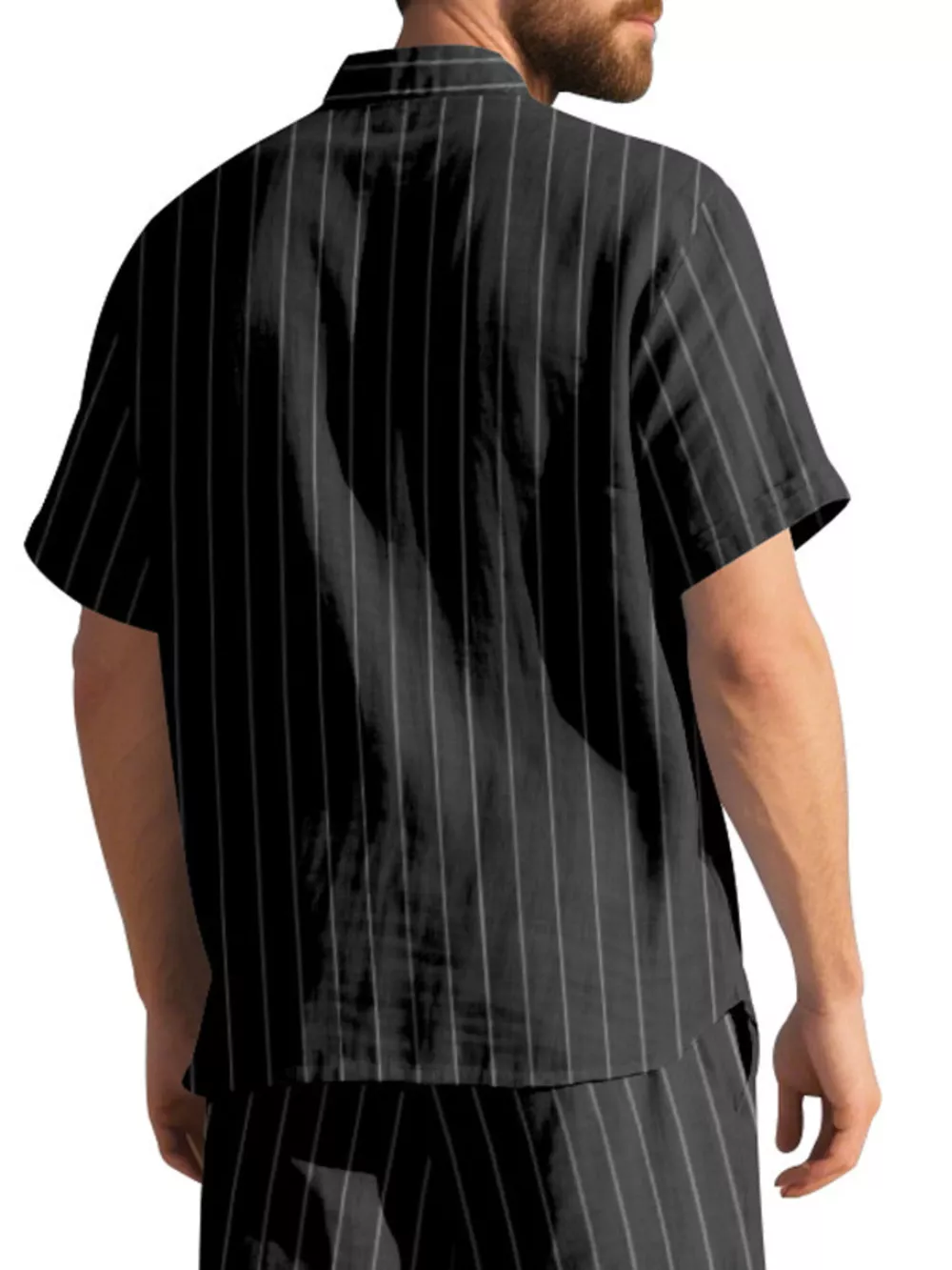 Men's Full Size Casual Striped Short Sleeve Shirt Plus Size, image 4