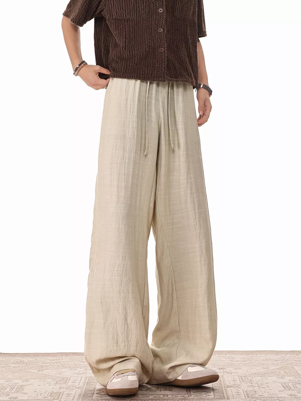 Men's Plus Size Wide Leg Drawstring Pants, image 9