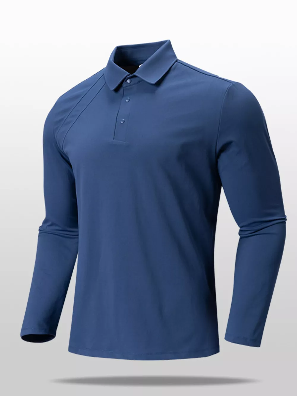 Men's Plus Size Long Sleeve Button Detail Polo, image 5