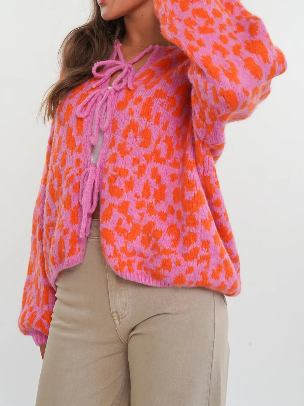 Leopard Tie Front Cardigan, image 12