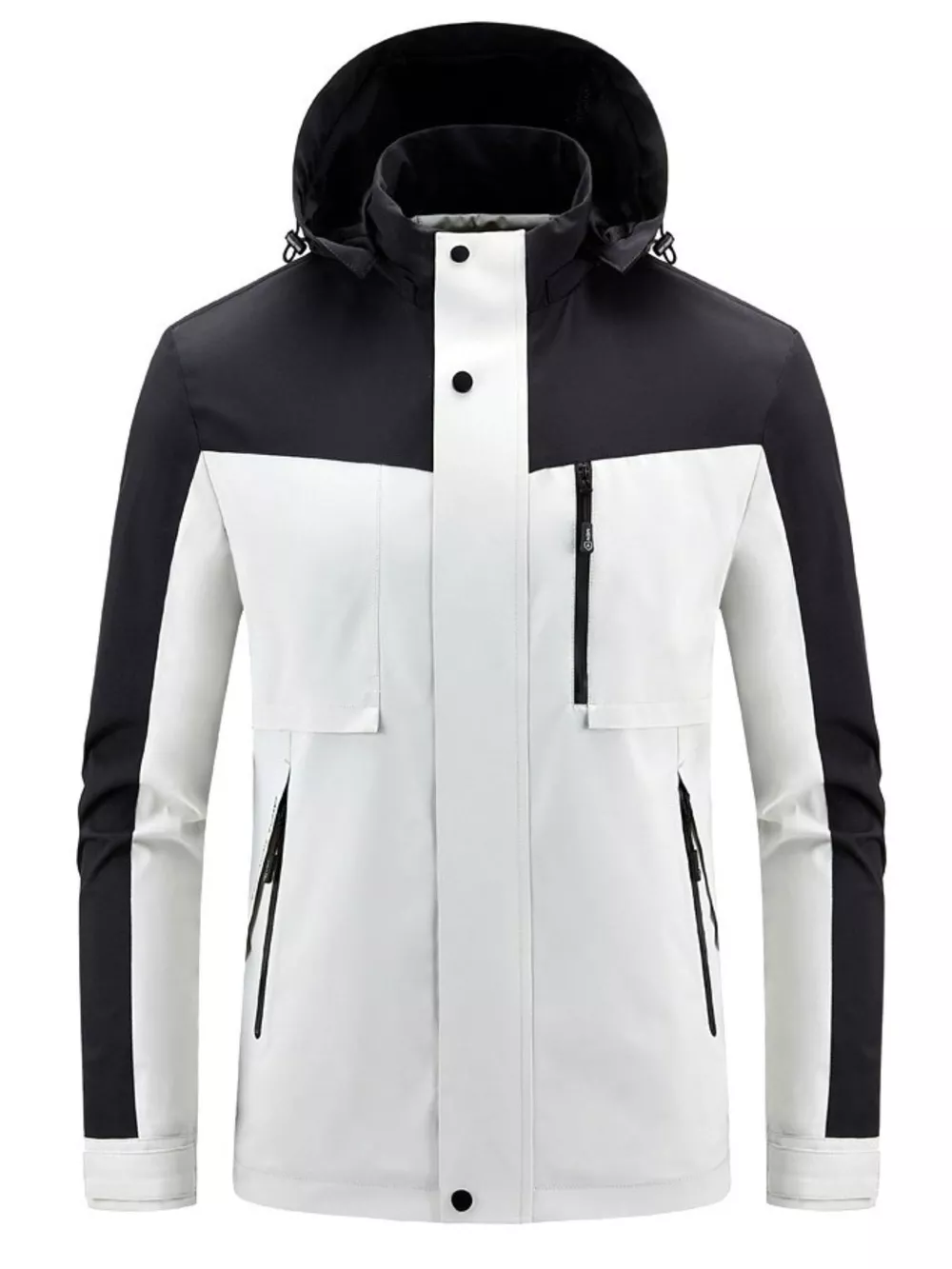 Men's Plus Size Two-Tone Hooded Outdoor Jacket