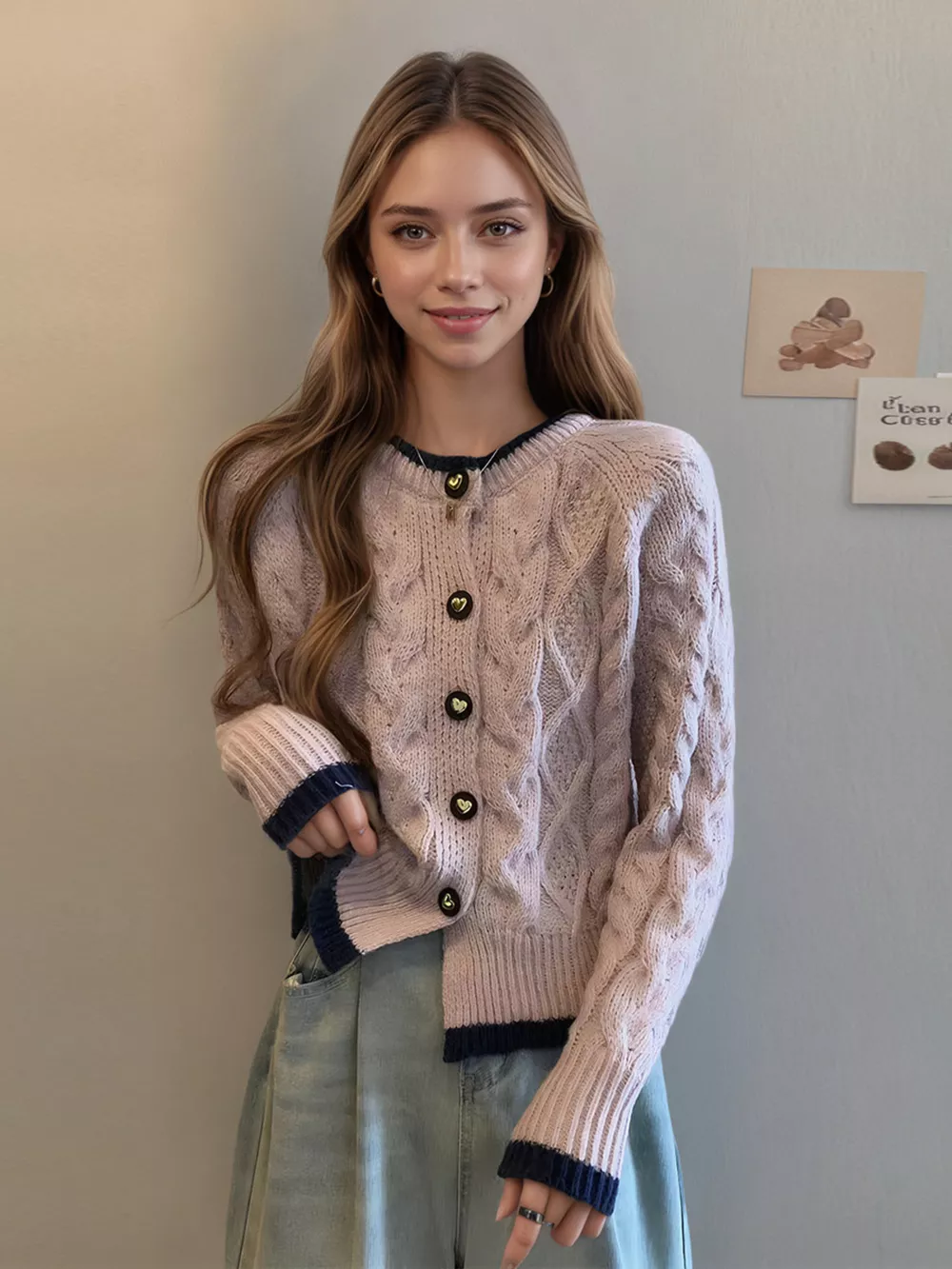 Cable Knit Button Up Cardigan, image 11