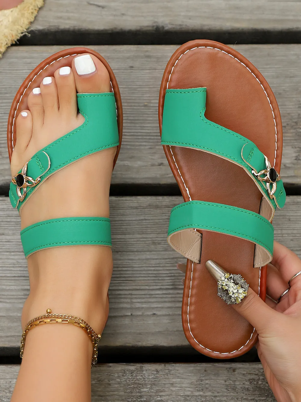 Toe Loop Flats Sandals, image 5
