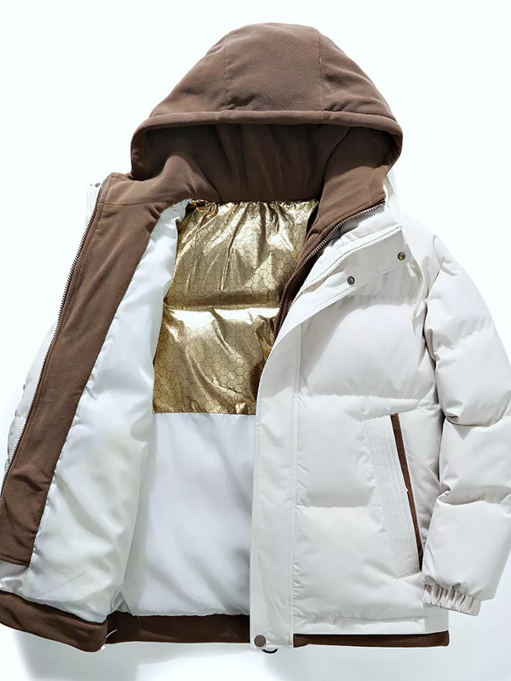Men's Full Size Two-Tone Hooded Puffer Jacket Plus Size, image 7
