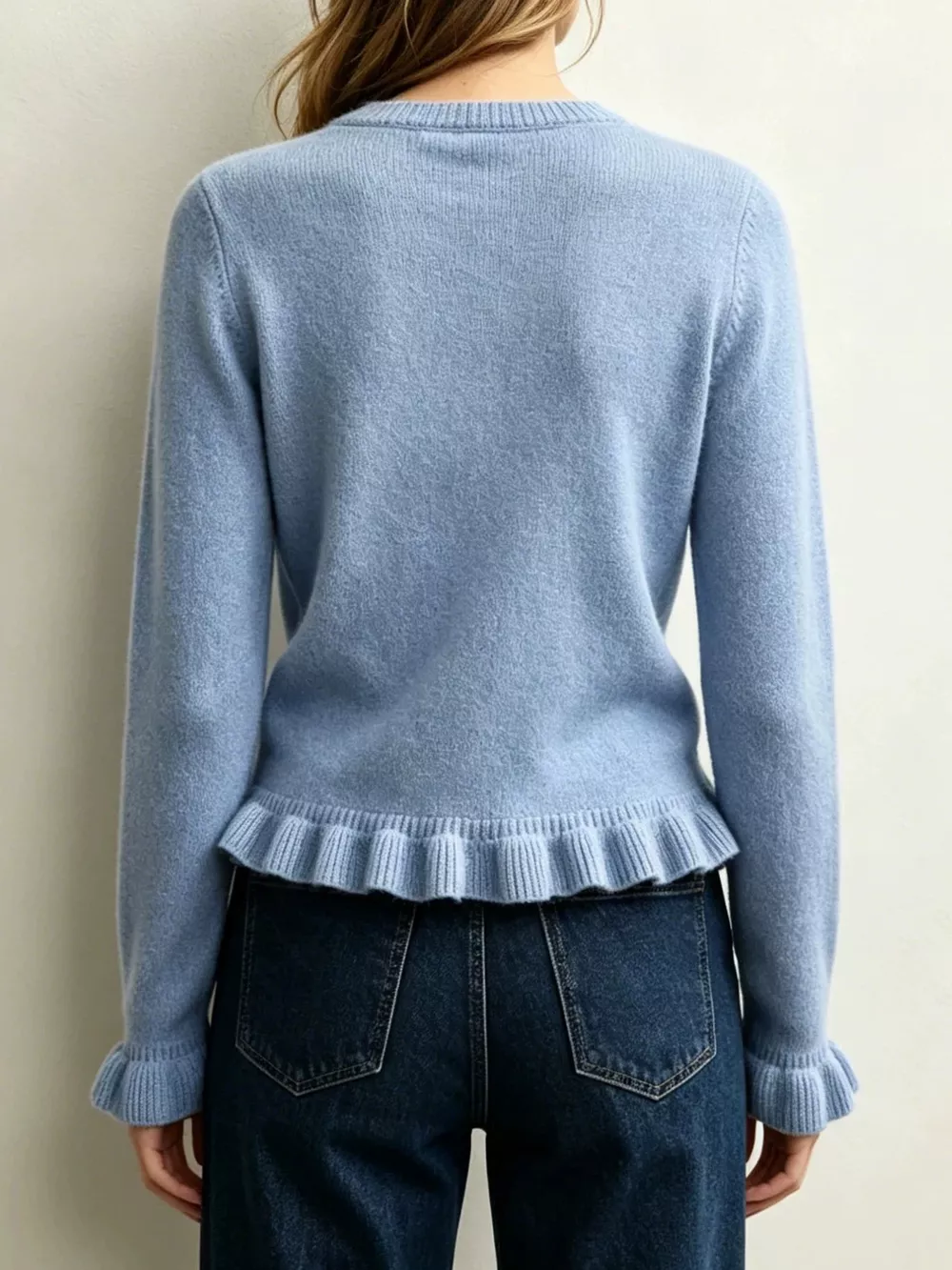 Ruffle-Trimmed Crew Neck Sweater, image 5