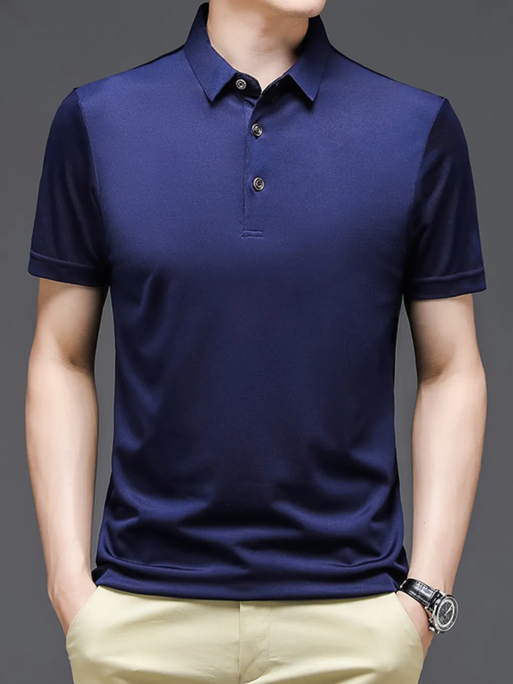 Men's Plus Size Breathable Collared Neck Polo, image 2