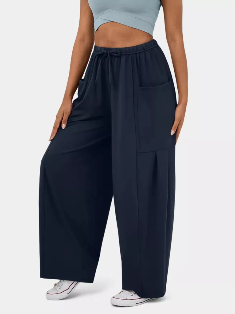 High-Waisted Drawstring Wide-Leg Pants, image 22