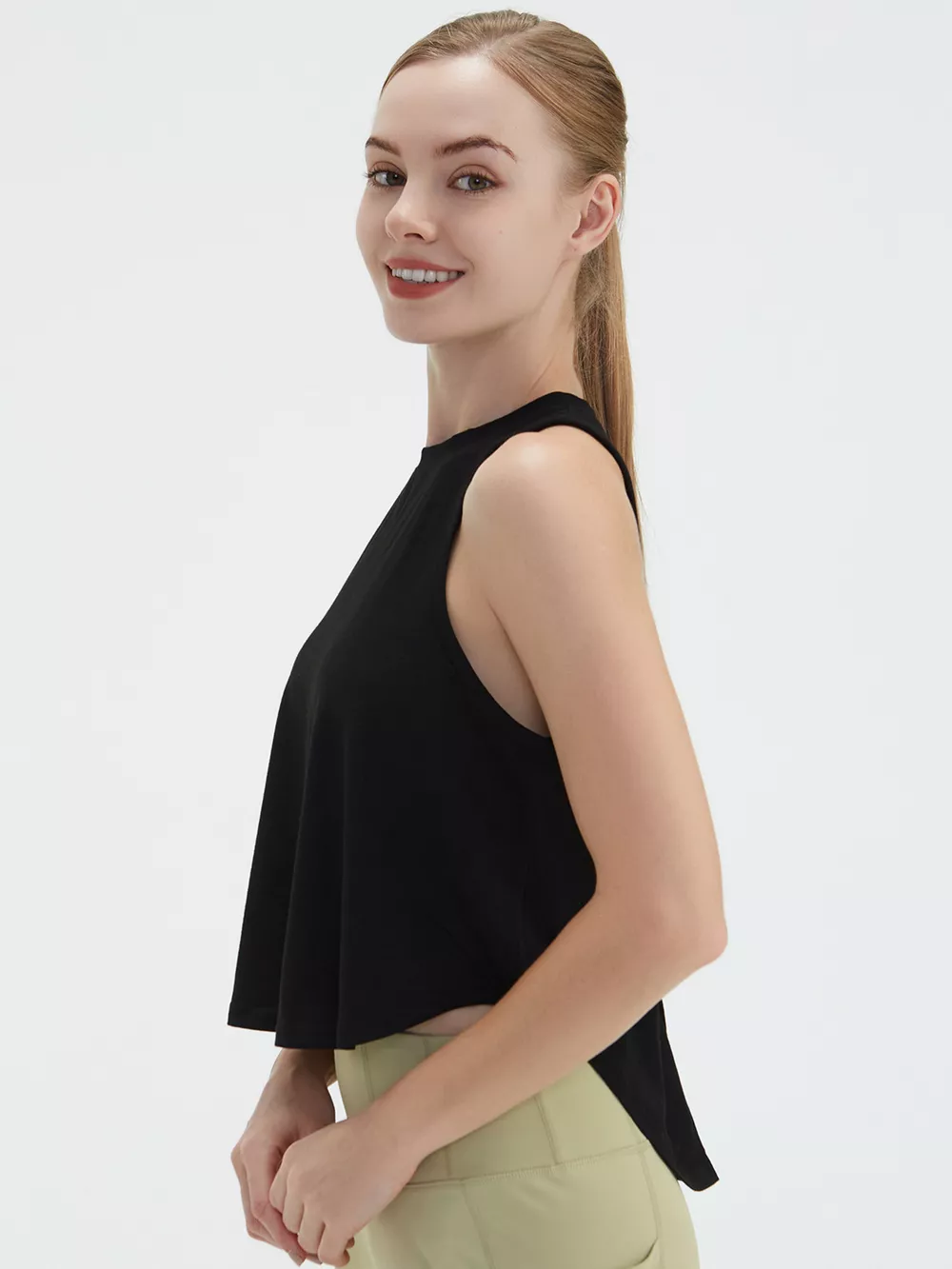 Cutout Back Round Neck Active Tank, image 14