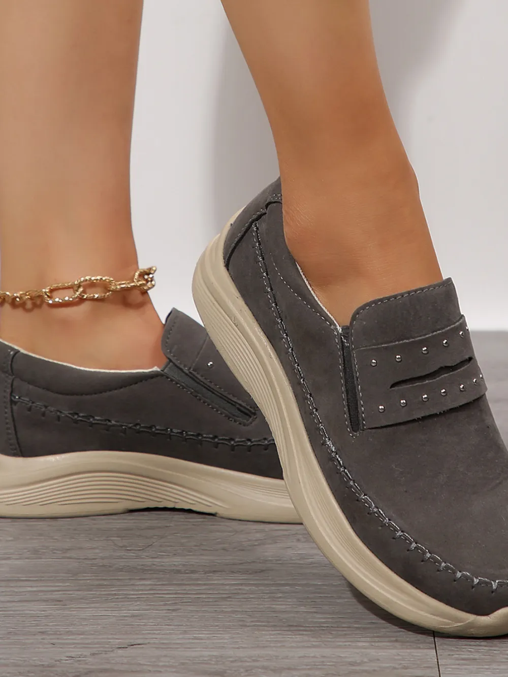 Studded Round Toe Platform Slip-Ons, image 6