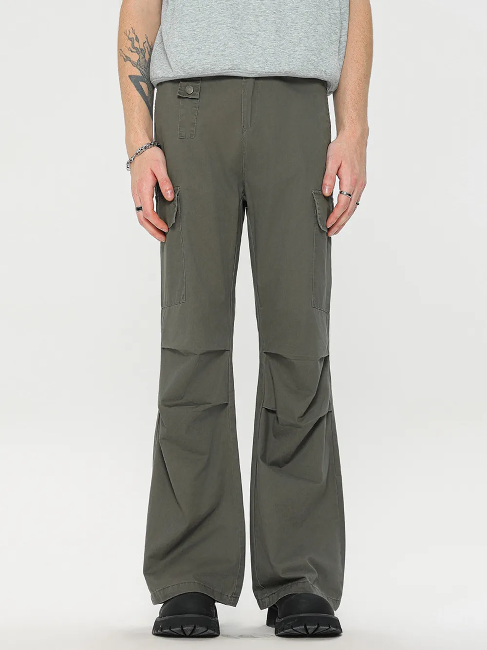 Men's Flare Leg Cargo Pants, image 2