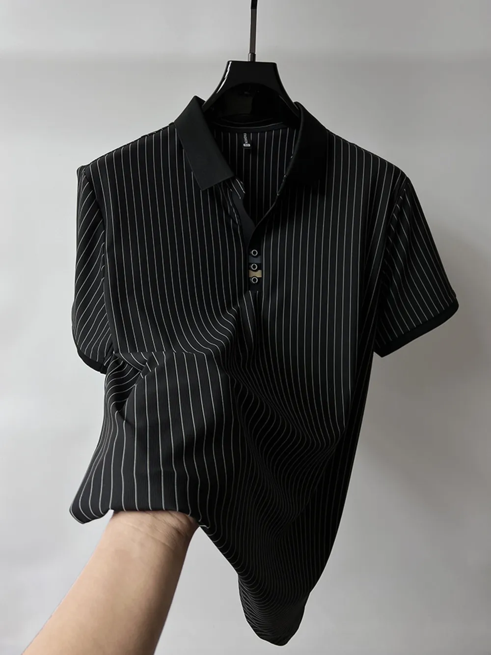 Men's Plus Size Striped Short Sleeve Polo