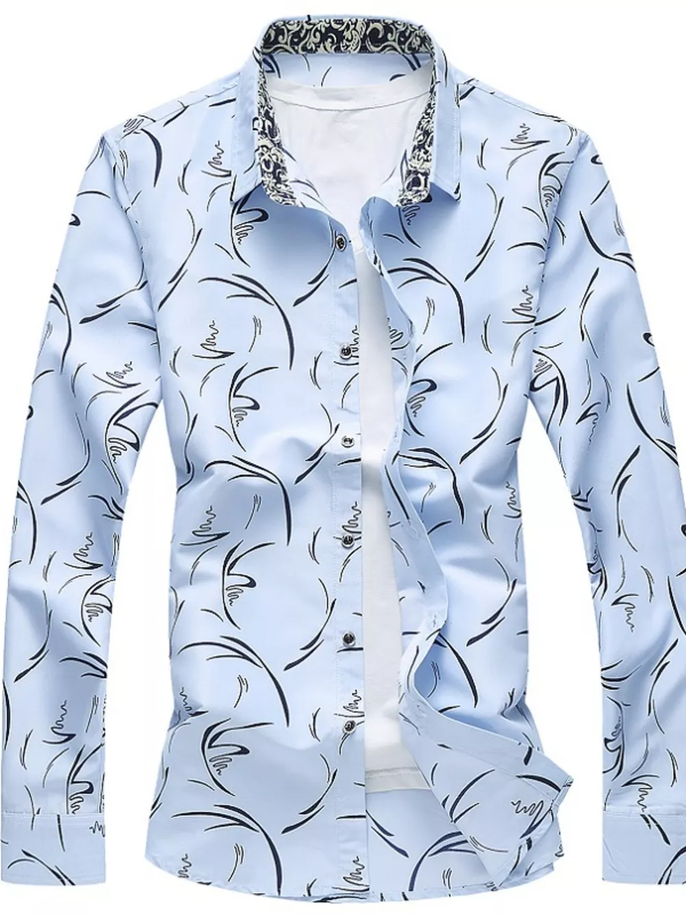 Men's Plus Size Printed Long Sleeve Shirt, image 2