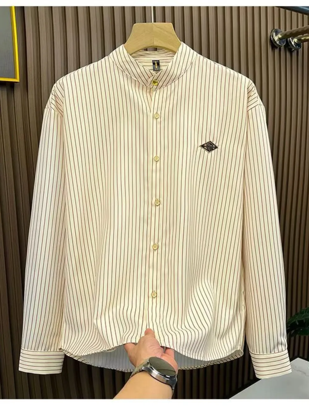 Men's Striped Button-Down Shirt, image 3