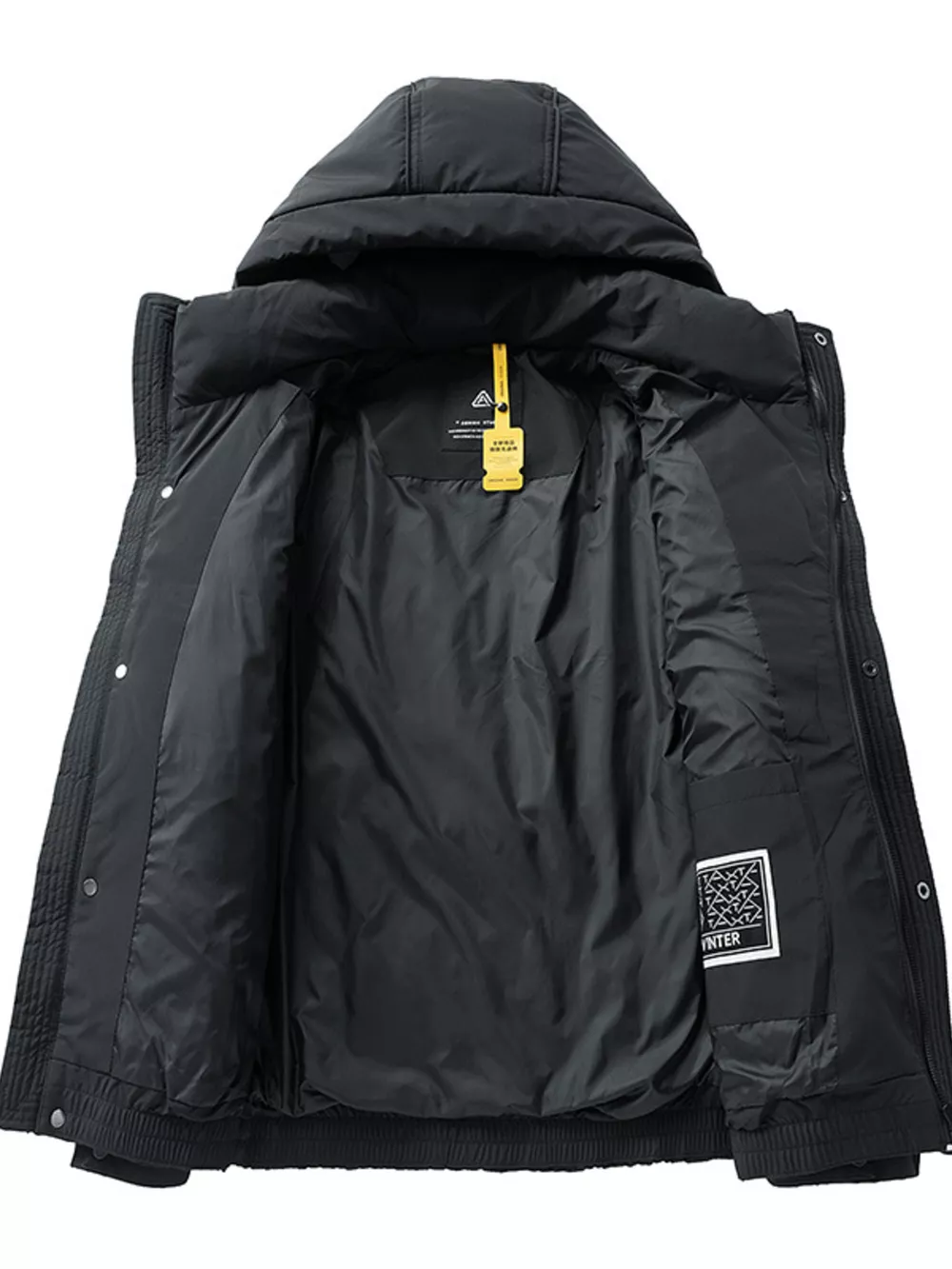 Men's Plus Size Snap Down Hooded Puffer Jacket, image 3