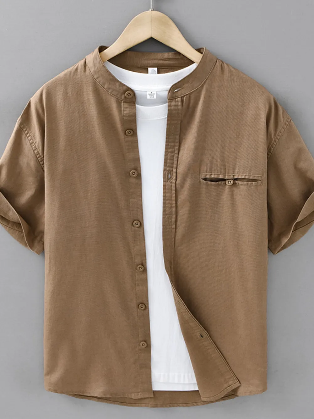 Men's Plus Size Casual Short Sleeve Button-Up Shirt, image 3