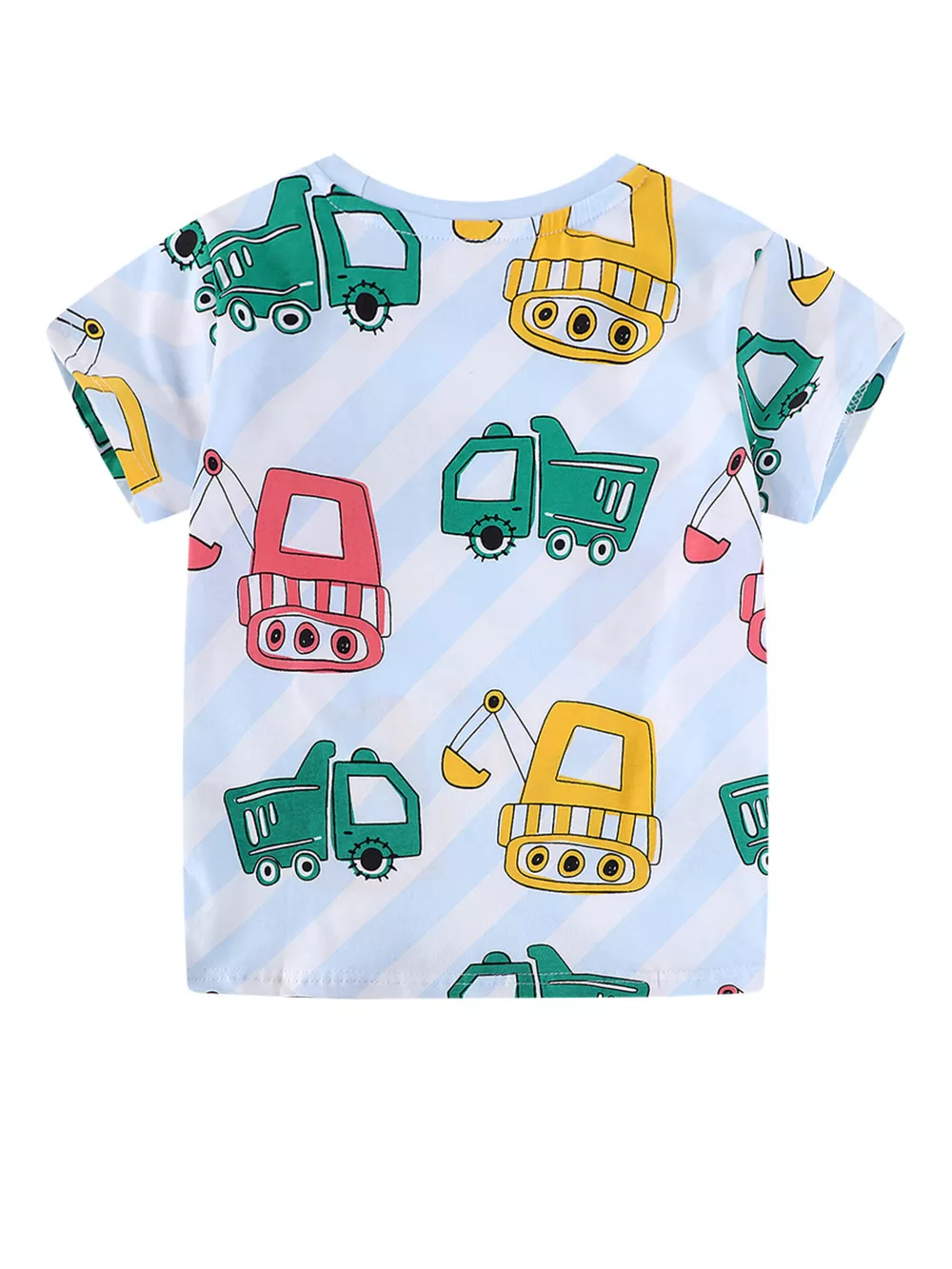 Children's Cartoon Construction Vehicle Print Crew Neck Short Sleeve T-Shirt, image 5