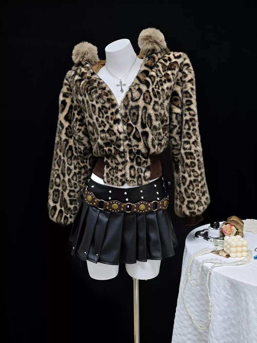 Leopard Faux Fur Hooded Outerwear, image 4