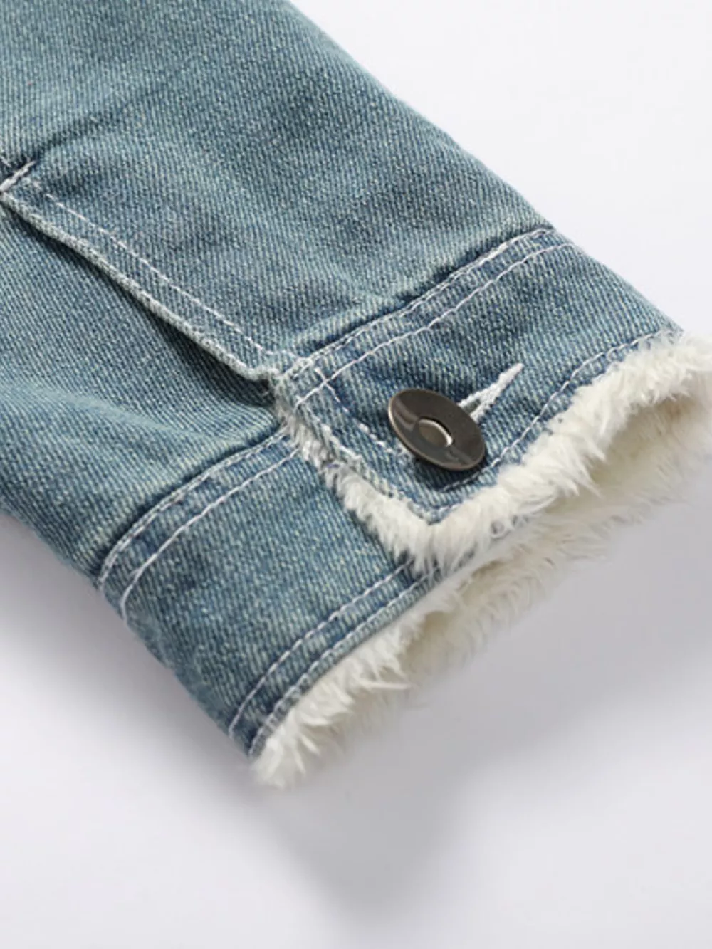 Men's Full Size Faux Fur Collar Denim Jacket Plus Size, image 6