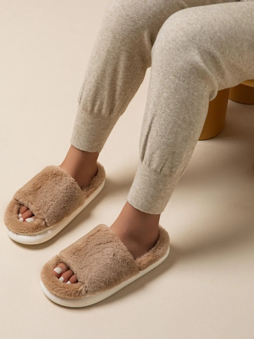 Fluffy Open Toe Comfort Slippers, image 6