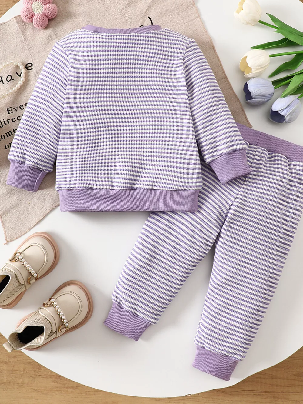 Children's Halloween Striped Ghost Top and Pants Set, image 5