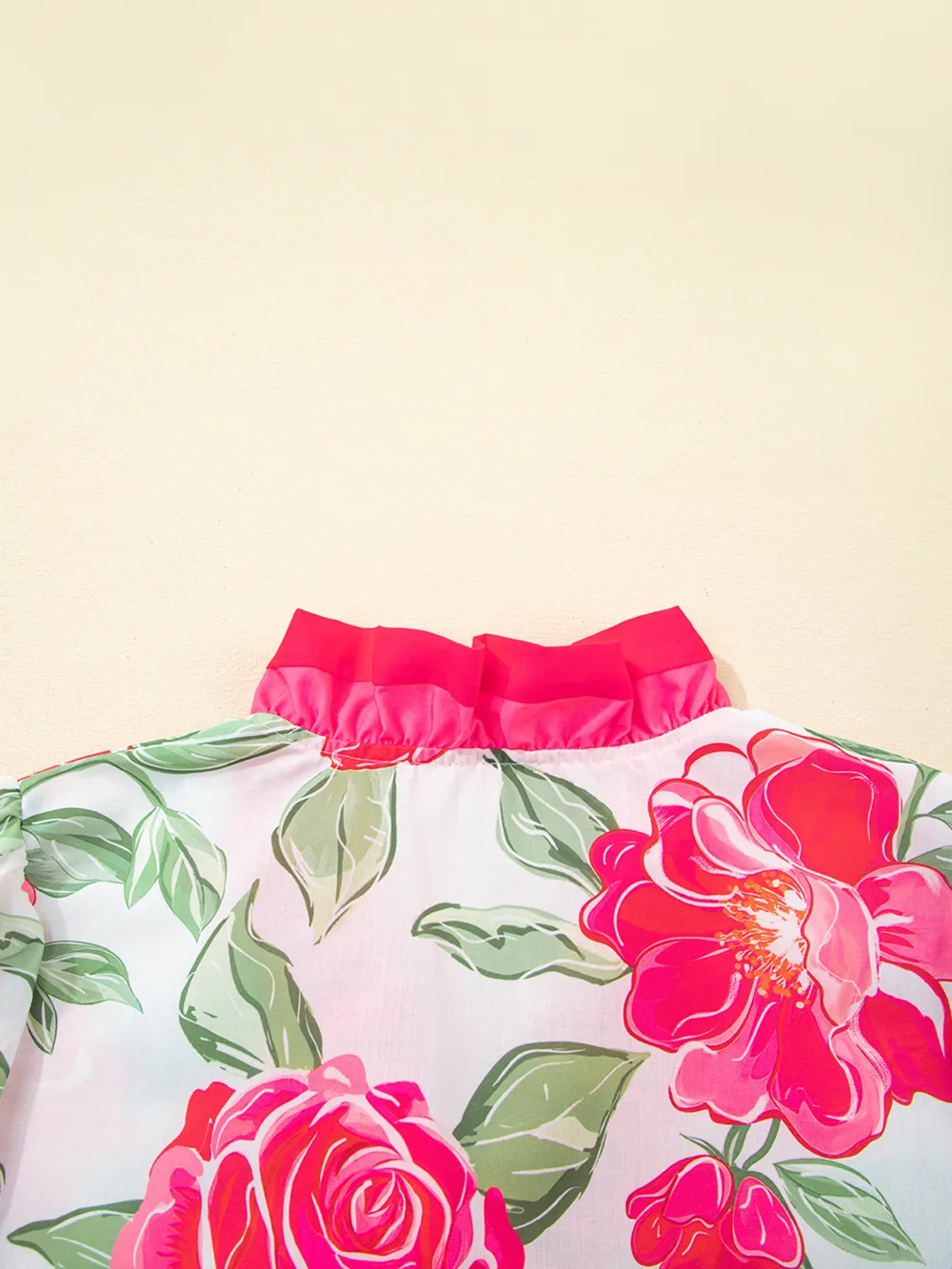 Floral Frilled V Neck Short Sleeve Blouse, image 10