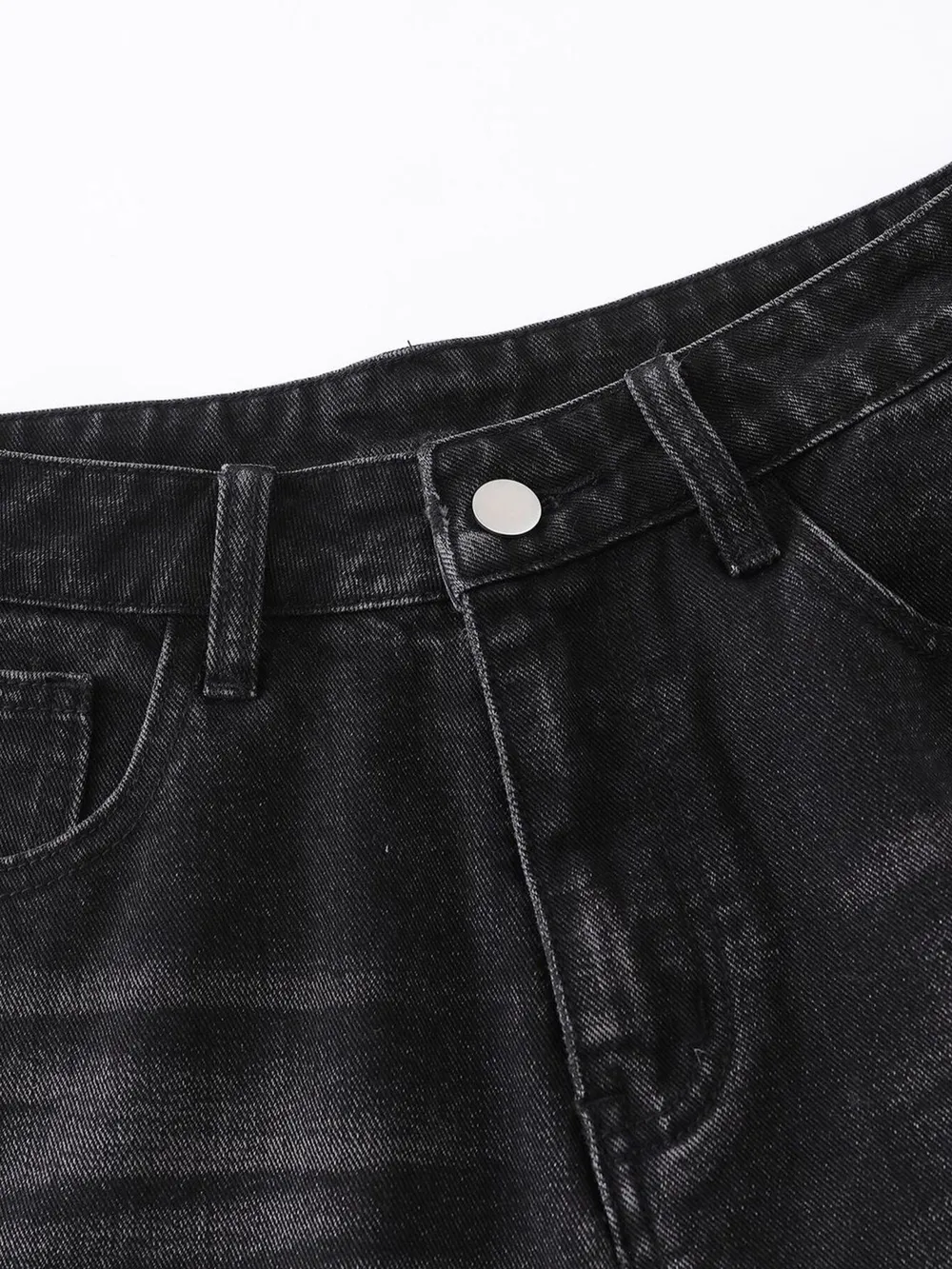 Men's Distressed Denim Shorts with Plaid Patches, image 13