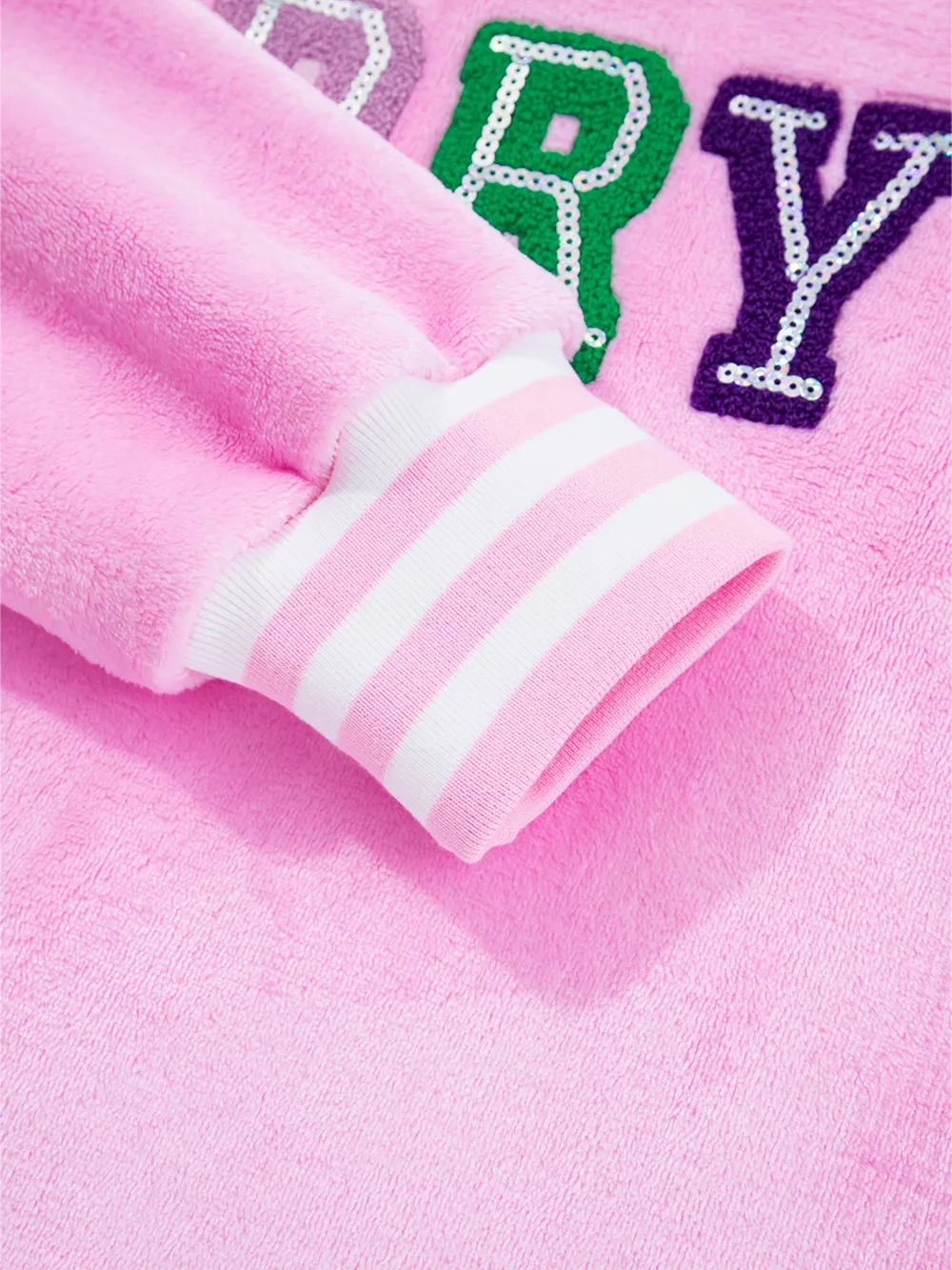 Sequin Chenille MERRY Graphic Plush Sweatshirt, image 8